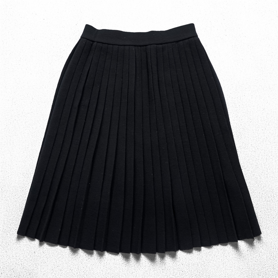 YVES SAINT LAURENT 90年代 ヴィンテージ 日本製 プリーツ ニット スカート M ブラック ウール 膝下丈
