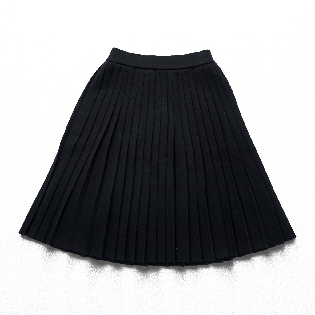 YVES SAINT LAURENT 90s Vintage Made in Japan Pleated Knit Skirt M Black