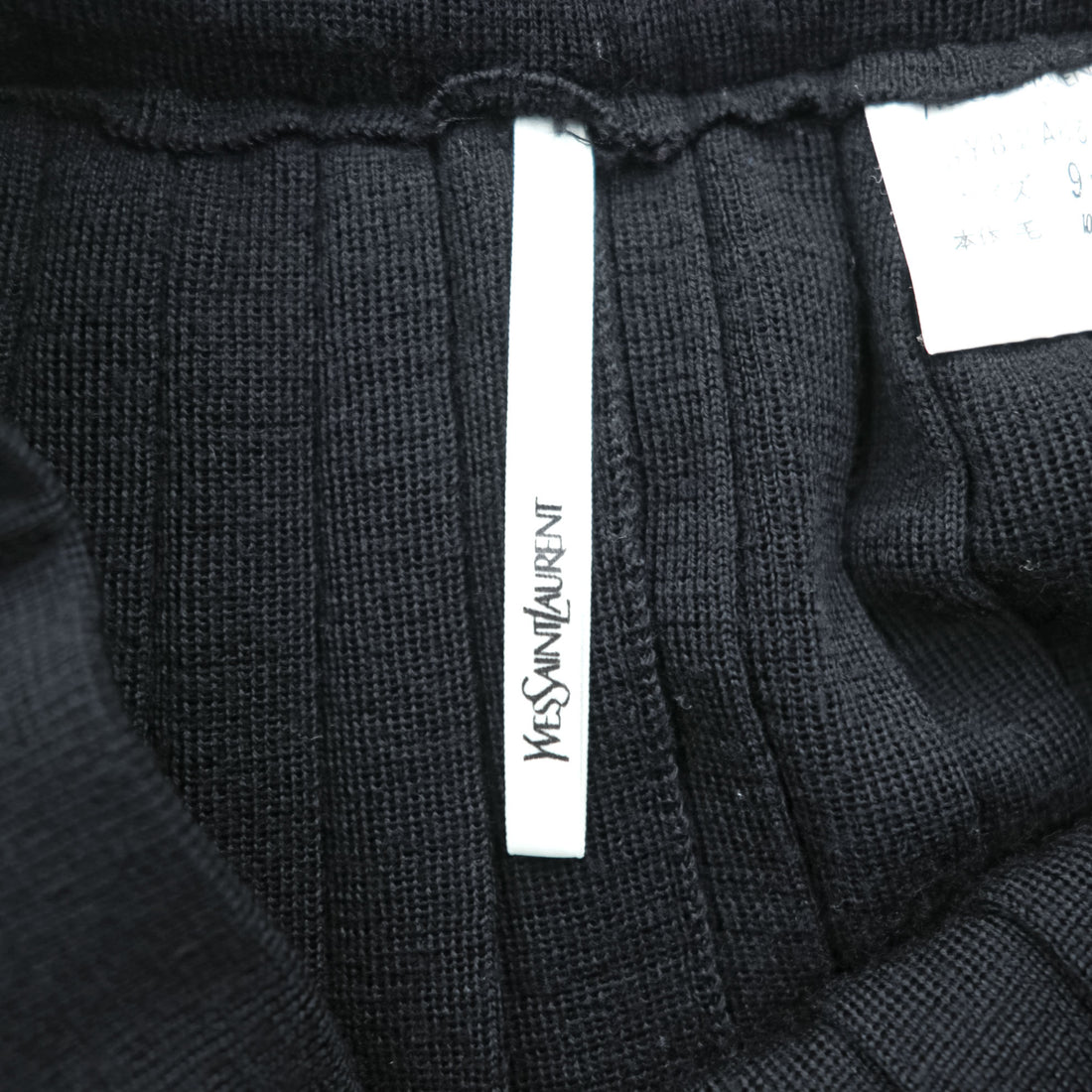 YVES SAINT LAURENT 90s Vintage Made in Japan Pleated Knit Skirt M Black