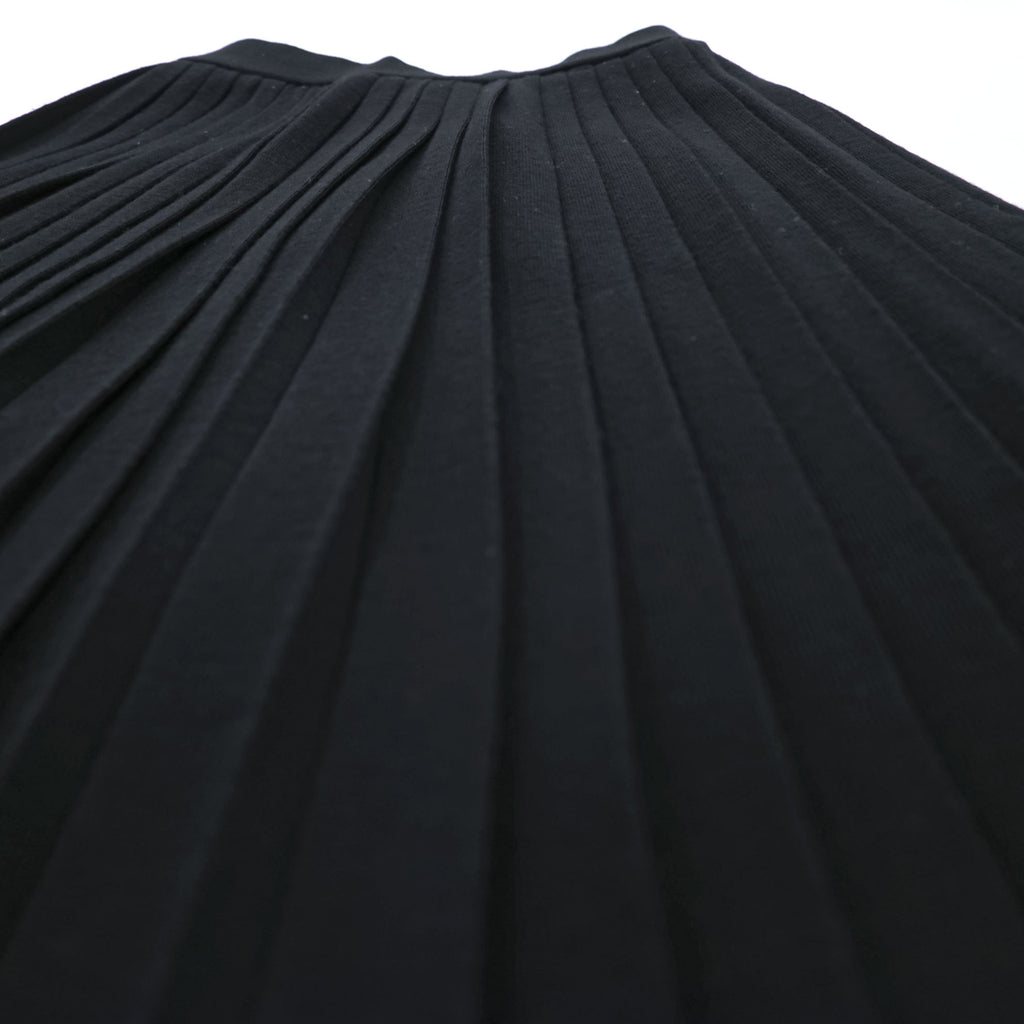 YVES SAINT LAURENT 90s Vintage Made in Japan Pleated Knit Skirt M Black