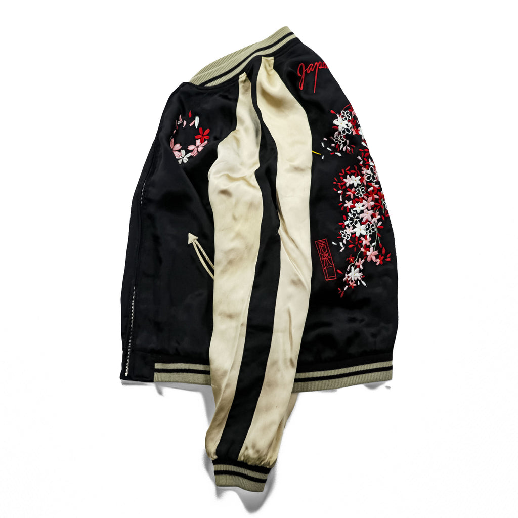 IOLANI Reversible Sukajan Japanese Souvenir Jacket, Size L, Embroidered, Japan, Cherry Blossom Design