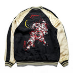 IOLANI Reversible Sukajan Japanese Souvenir Jacket, Size L, Embroidered, Japan, Cherry Blossom Design
