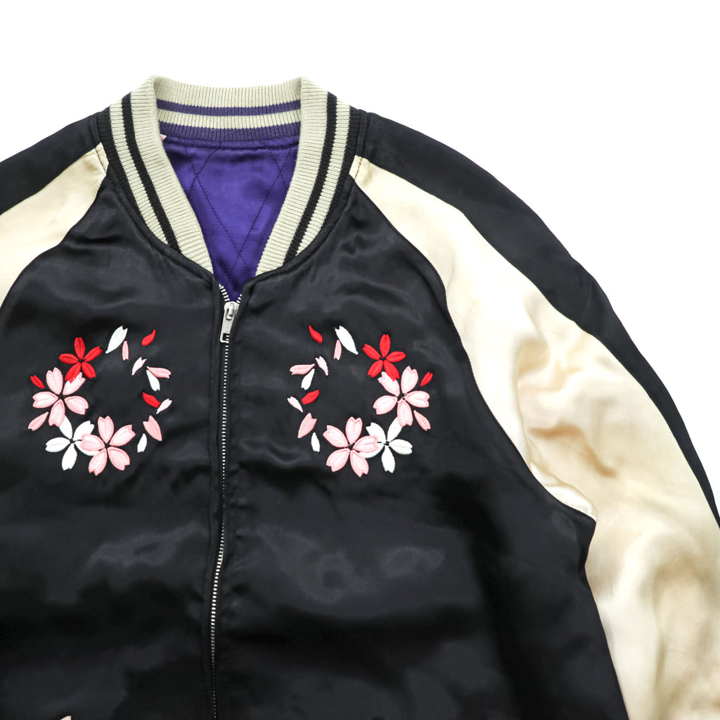 IOLANI Reversible Sukajan Japanese Souvenir Jacket, Size L, Embroidered, Japan, Cherry Blossom Design