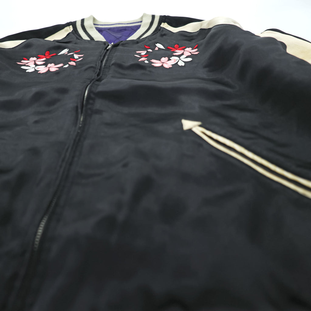 IOLANI Reversible Sukajan Japanese Souvenir Jacket, Size L, Embroidered, Japan, Cherry Blossom Design