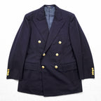 Polo Ralph Lauren 90年代 ヴィンテージ ピークドラペル ダブルブレスト ジャケット ブレザー M ネイビー ギャバジン 金ボタン 紺ブレ テーラード 日本製