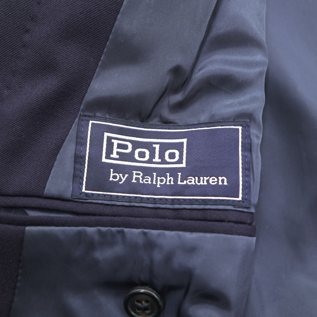 Polo Ralph Lauren 90年代 ヴィンテージ ピークドラペル ダブルブレスト ジャケット ブレザー M ネイビー ギャバジン 金ボタン 紺ブレ テーラード 日本製