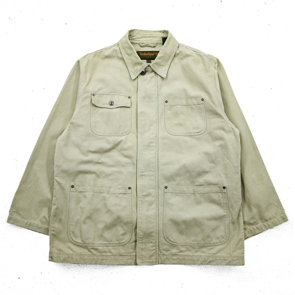 Timberland Vintage 00s Duck Chore Coat Hunting Jacket L Beige WEATHER GEAR 5270