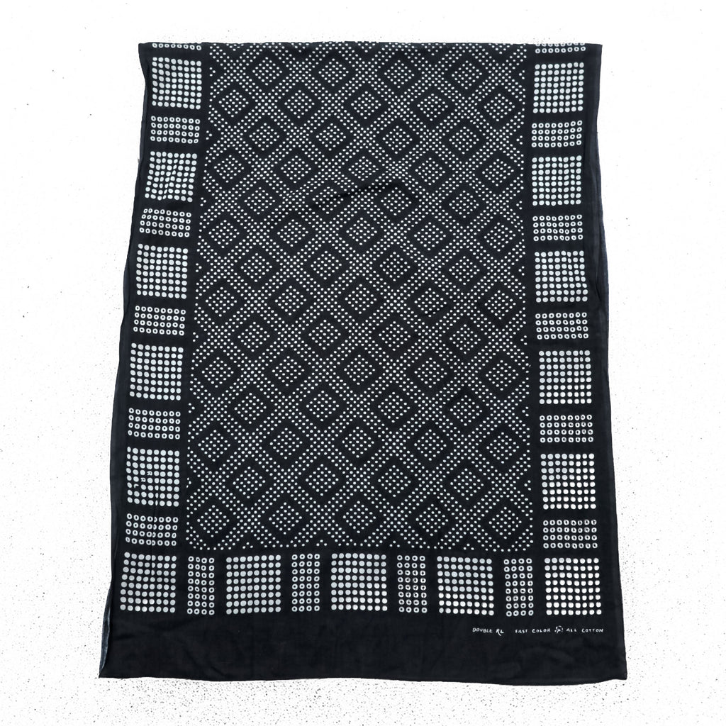RRL ( Ralph Lauren ) ストール Double RL GEOMETRIC DOT STOLE 大判 スカーフ バンダナ 総柄 ドット 幾何学 ブラック インド製