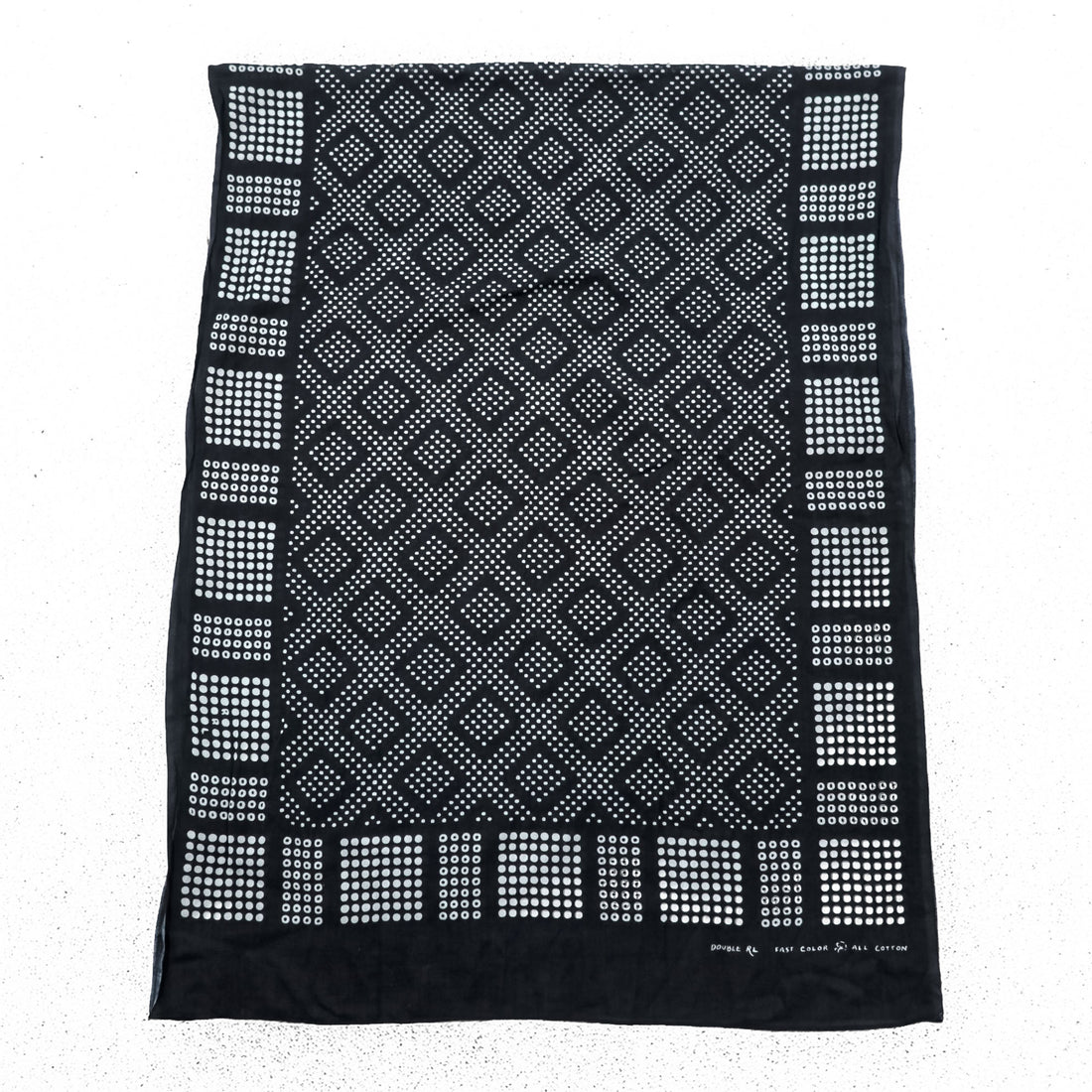 RRL ( Ralph Lauren ) ストール Double RL GEOMETRIC DOT STOLE 大判 スカーフ バンダナ 総柄 ドット 幾何学 ブラック インド製