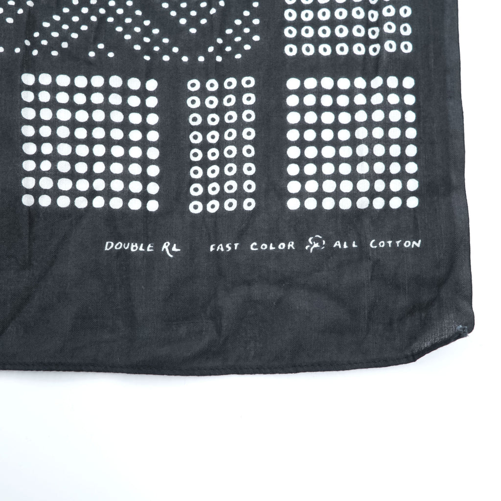 RRL ( Ralph Lauren ) ストール Double RL GEOMETRIC DOT STOLE 大判 スカーフ バンダナ 総柄 ドット 幾何学 ブラック インド製