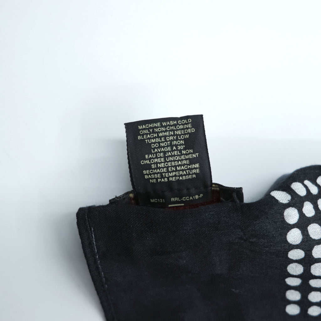 RRL ( Ralph Lauren ) ストール Double RL GEOMETRIC DOT STOLE 大判 スカーフ バンダナ 総柄 ドット 幾何学 ブラック インド製