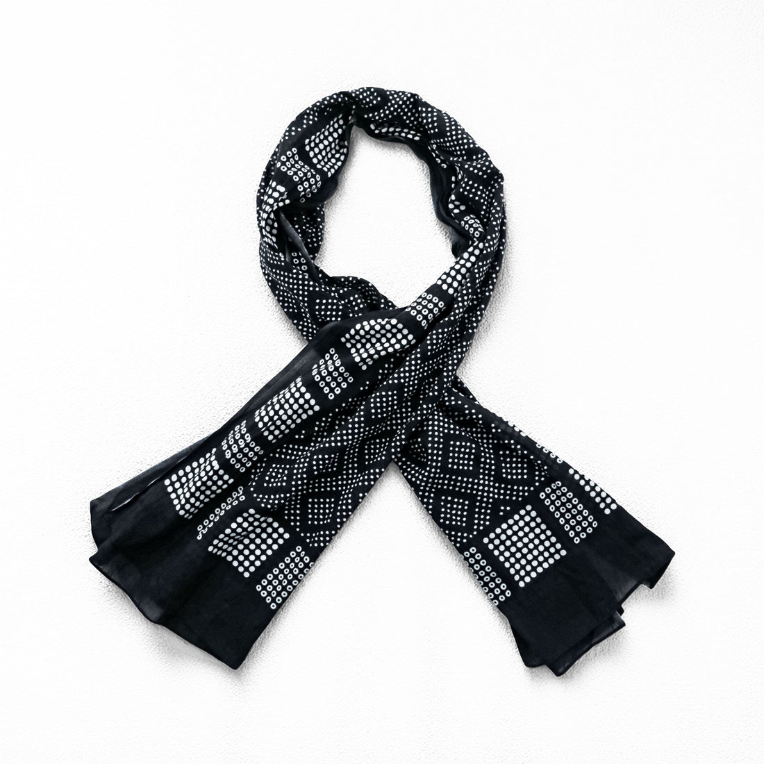 RRL ( Ralph Lauren ) ストール Double RL GEOMETRIC DOT STOLE 大判 スカーフ バンダナ 総柄 ドット 幾何学 ブラック インド製