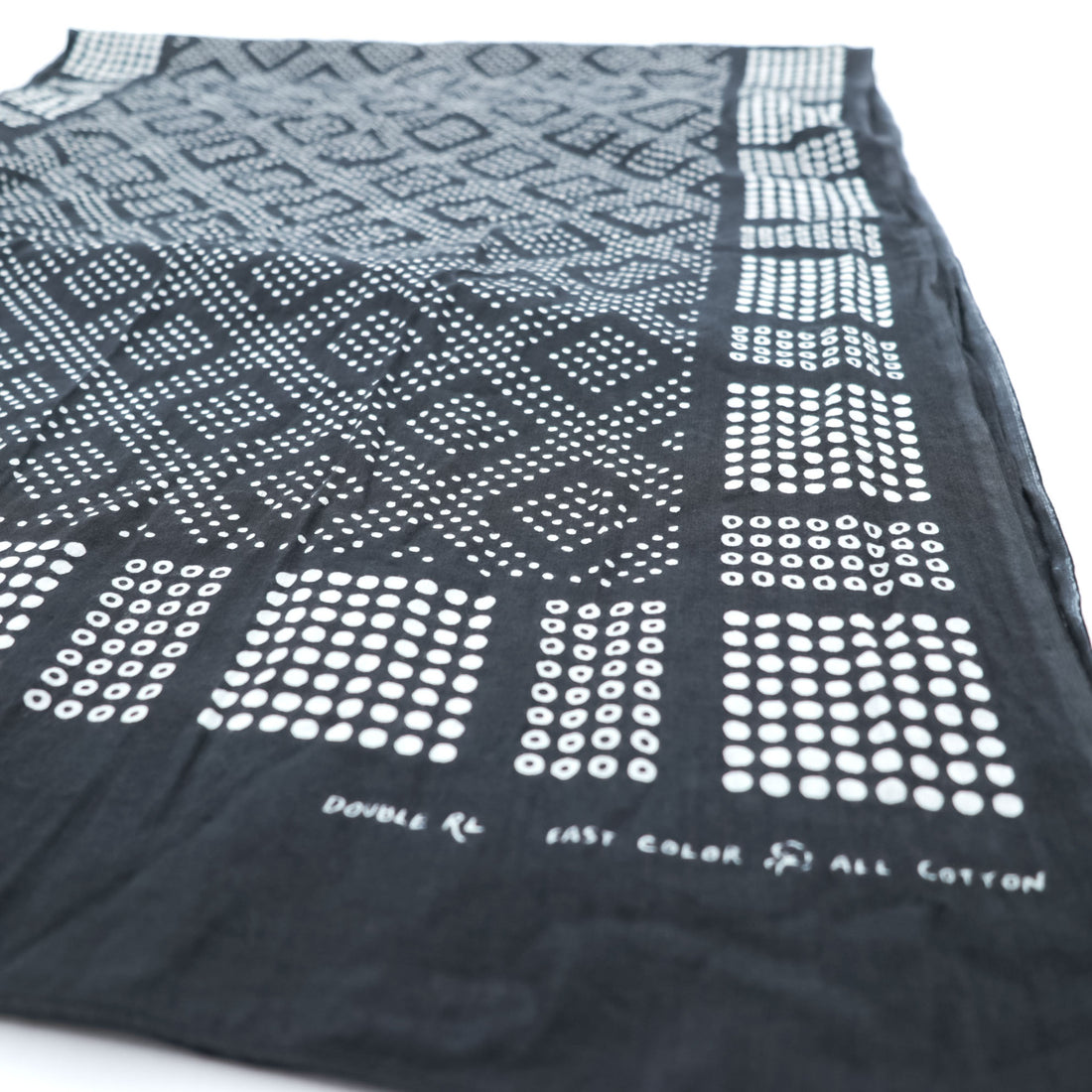 RRL ( Ralph Lauren ) ストール Double RL GEOMETRIC DOT STOLE 大判 スカーフ バンダナ 総柄 ドット 幾何学 ブラック インド製
