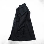 BURBERRY Made in England Trench Coat, Size S, Black, with Belt and Epaulets, Checked Lining