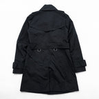 BURBERRY Made in England Trench Coat, Size S, Black, with Belt and Epaulets, Checked Lining