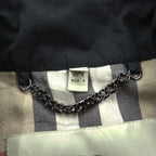 BURBERRY Made in England Trench Coat, Size S, Black, with Belt and Epaulets, Checked Lining