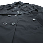 BURBERRY Made in England Trench Coat, Size S, Black, with Belt and Epaulets, Checked Lining