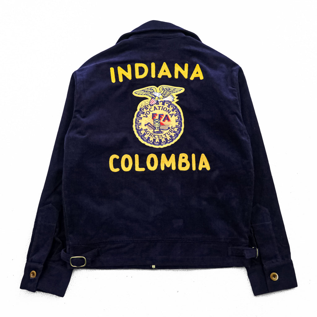 FFA Corduroy Jacket Navy Zip Work Jacket Indiana Colombia Chain Stitch