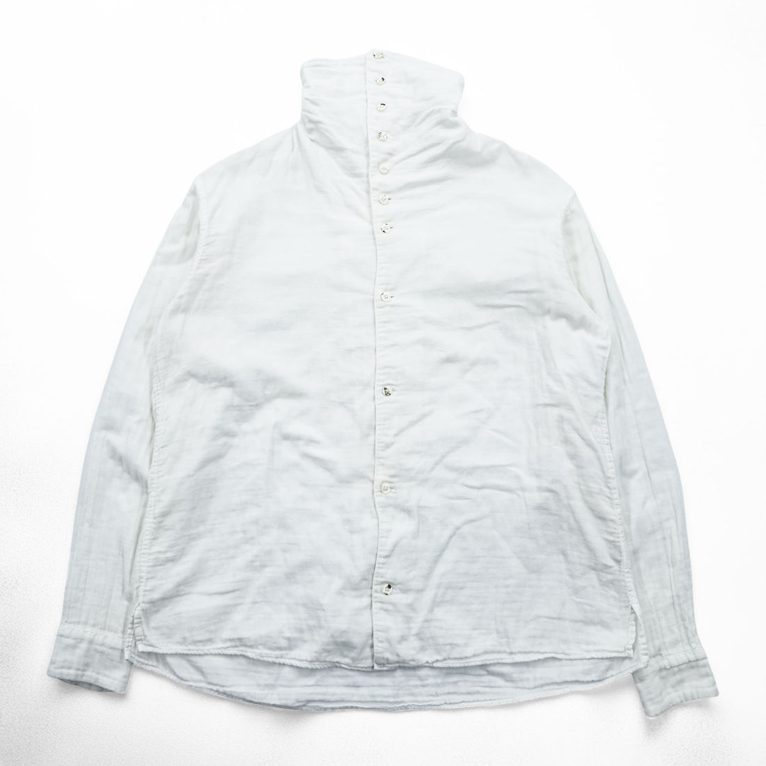 KAPITAL Japan Made Hi-neck Gauze Long-Sleeve Shirt, Size L, White