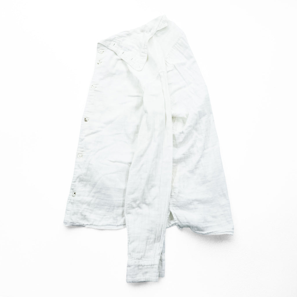 KAPITAL Japan Made Hi-neck Gauze Long-Sleeve Shirt, Size L, White