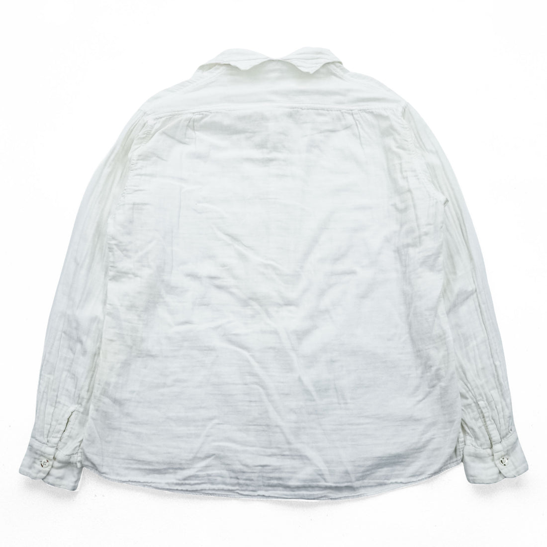 KAPITAL Japan Made Hi-neck Gauze Long-Sleeve Shirt, Size L, White