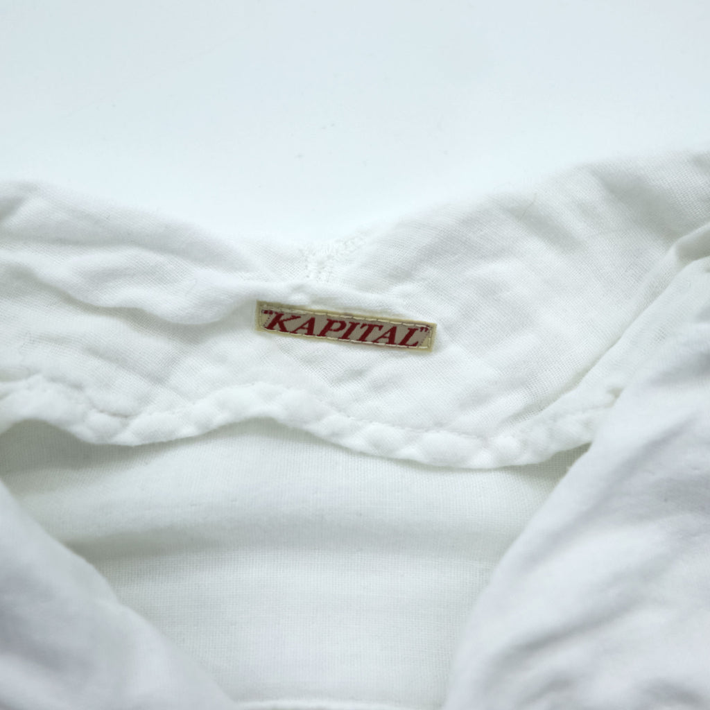 KAPITAL Japan Made Hi-neck Gauze Long-Sleeve Shirt, Size L, White