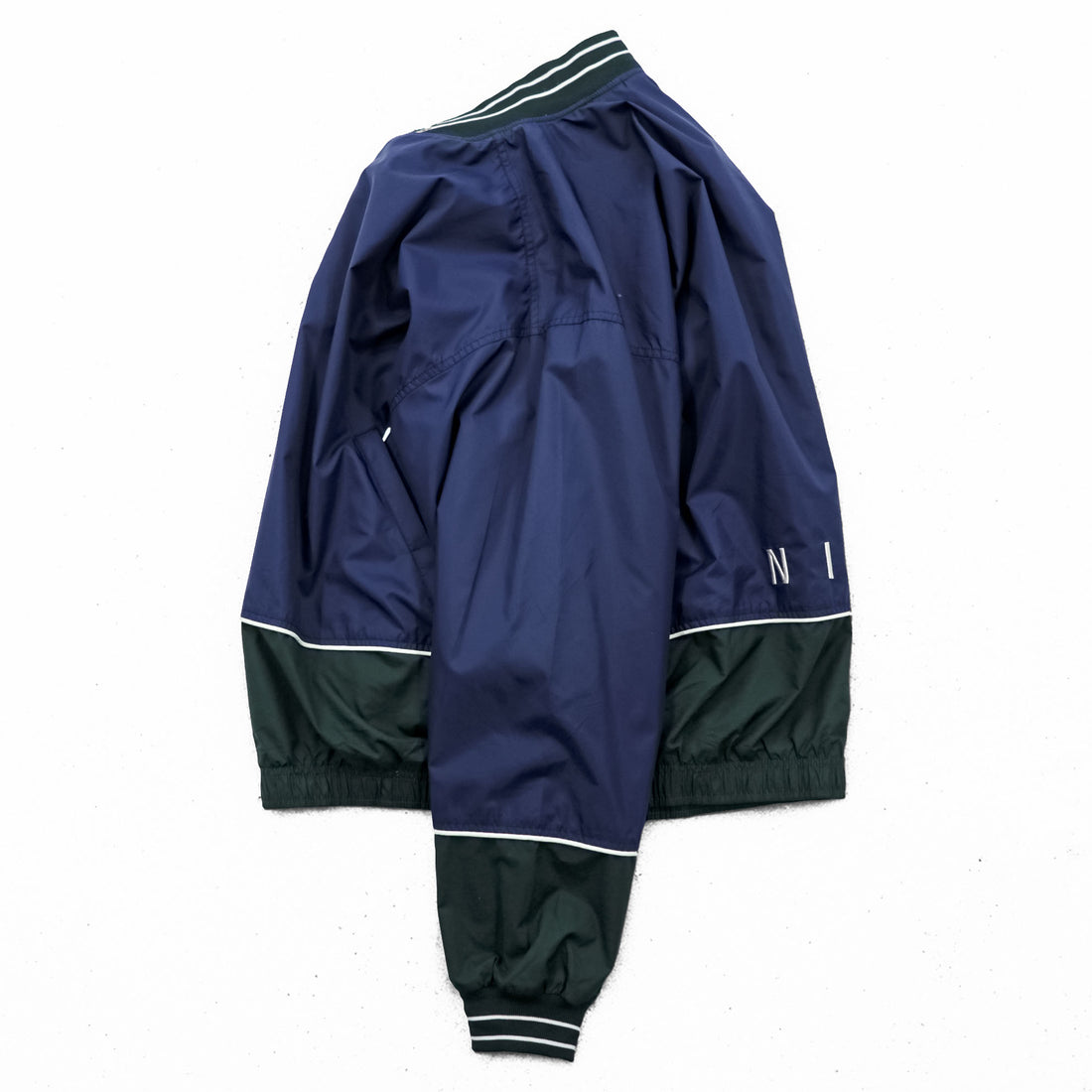 NIKE 90s Vintage Half-Zip Track Jacket, Jersey, Size L, Green/Blue, Center Swoosh, Silver Tag