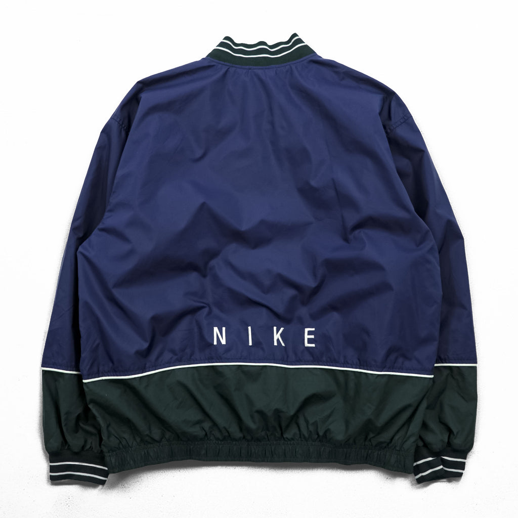 NIKE 90s Vintage Half-Zip Track Jacket, Jersey, Size L, Green/Blue, Center Swoosh, Silver Tag