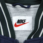 NIKE 90s Vintage Half-Zip Track Jacket, Jersey, Size L, Green/Blue, Center Swoosh, Silver Tag