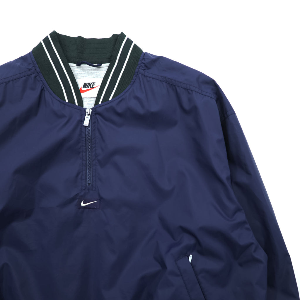 NIKE 90s Vintage Half-Zip Track Jacket, Jersey, Size L, Green/Blue, Center Swoosh, Silver Tag