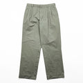 LANDS' END 2タック ワイド チノパンツ スラックス L ベージュ プリーツ ダブルカフス TRADITIONAL FIT