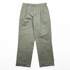 LANDS' END 2タック ワイド チノパンツ スラックス L ベージュ プリーツ ダブルカフス TRADITIONAL FIT