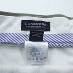 LANDS' END 2タック ワイド チノパンツ スラックス L ベージュ プリーツ ダブルカフス TRADITIONAL FIT