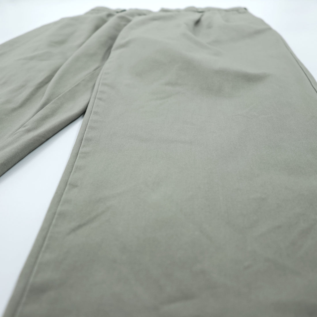 LANDS' END 2タック ワイド チノパンツ スラックス L ベージュ プリーツ ダブルカフス TRADITIONAL FIT
