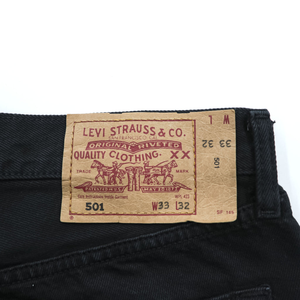 Vintage 00s Euro Levi Strauss 501 Button Fly Jeans Black L Made in Turkey 00501 0165