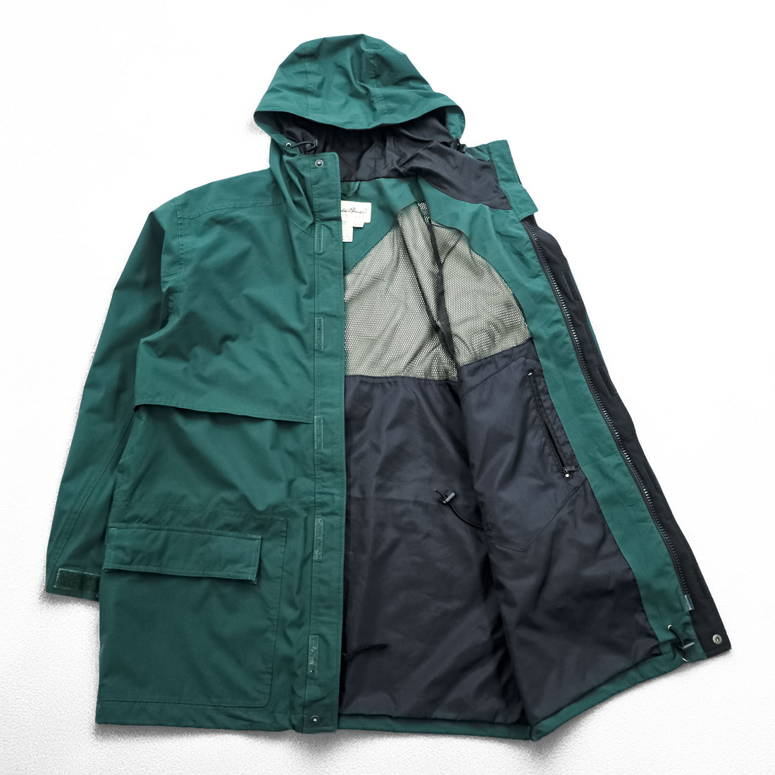 Eddie Bauer 90s Vintage Mountain Parka Shell Rain Jacket, Size M, Green, Gore-Tex, Waterproof, Drawcord