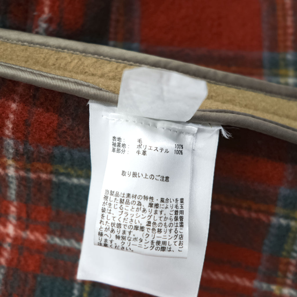 Brooks Brothers 346 ジップアップ ダッフルコート 170 L メルトンウール キャメル ブラウン フード着脱 タータンチェック裏地