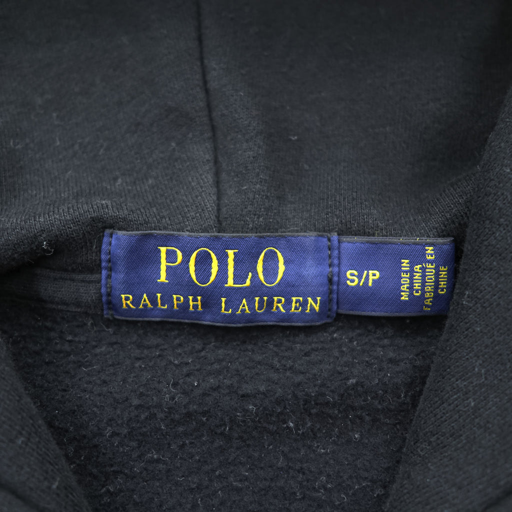 Polo Ralph Lauren ジップパーカー S ブラック 裏起毛 コットン ポロベア 刺繍 フロントポケット