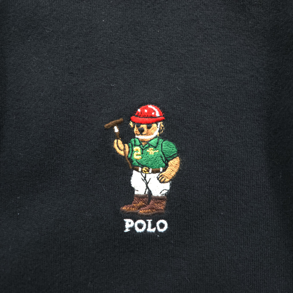 Polo Ralph Lauren ジップパーカー S ブラック 裏起毛 コットン ポロベア 刺繍 フロントポケット