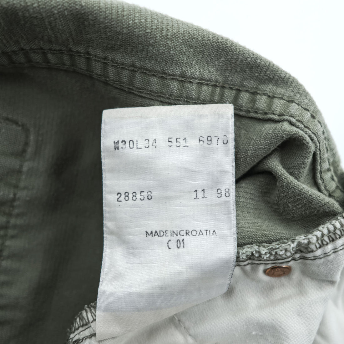 Levi's 90年代 ヴィンテージ ユーロリーバイス 551 コーデュロイパンツ M カーキ 白タブ ボタンフライ 551 6970 クロアチア製