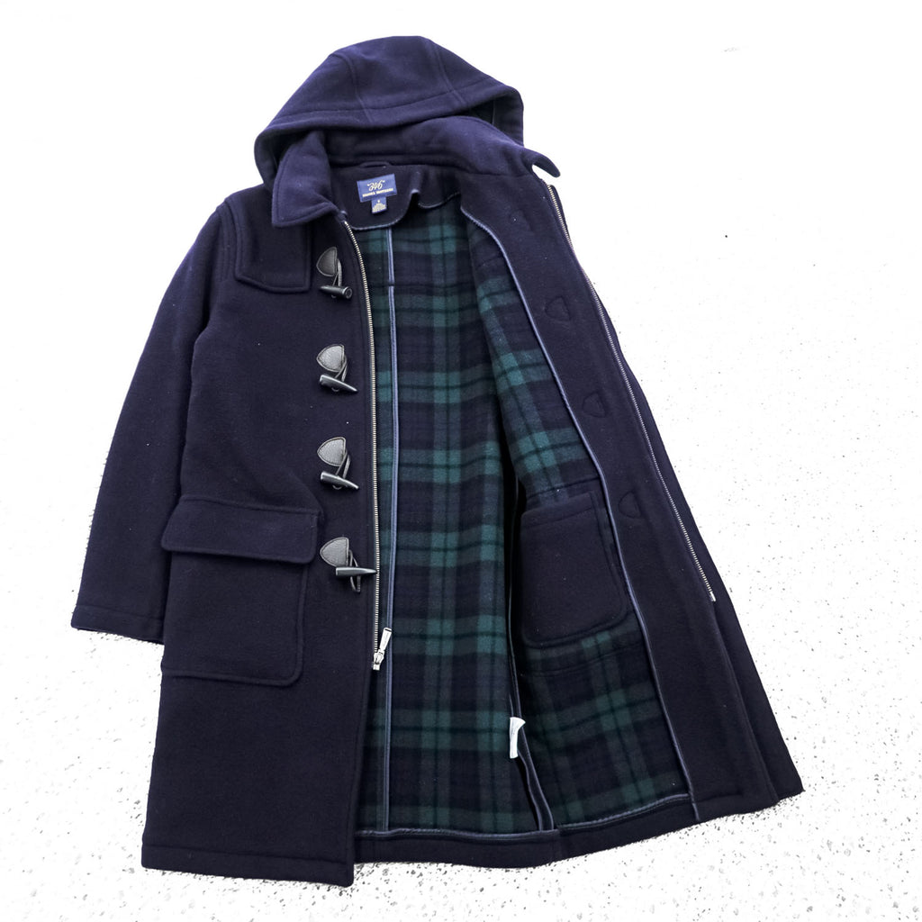 Brooks Brothers Zip-up Duffle Coat, Size L, Melton Wool Navy, Detachable Hoodie, 346