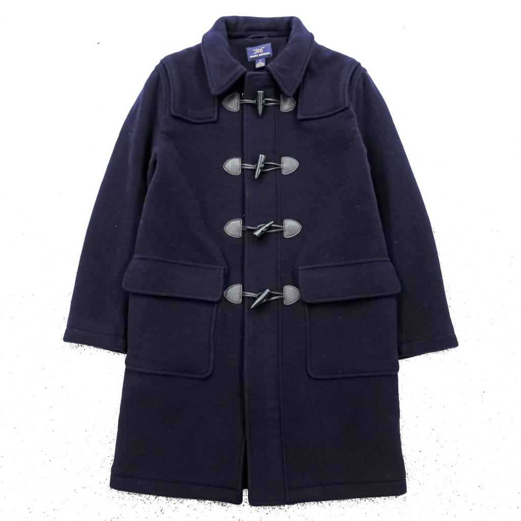Brooks Brothers Zip-up Duffle Coat, Size L, Melton Wool Navy, Detachable Hoodie, 346
