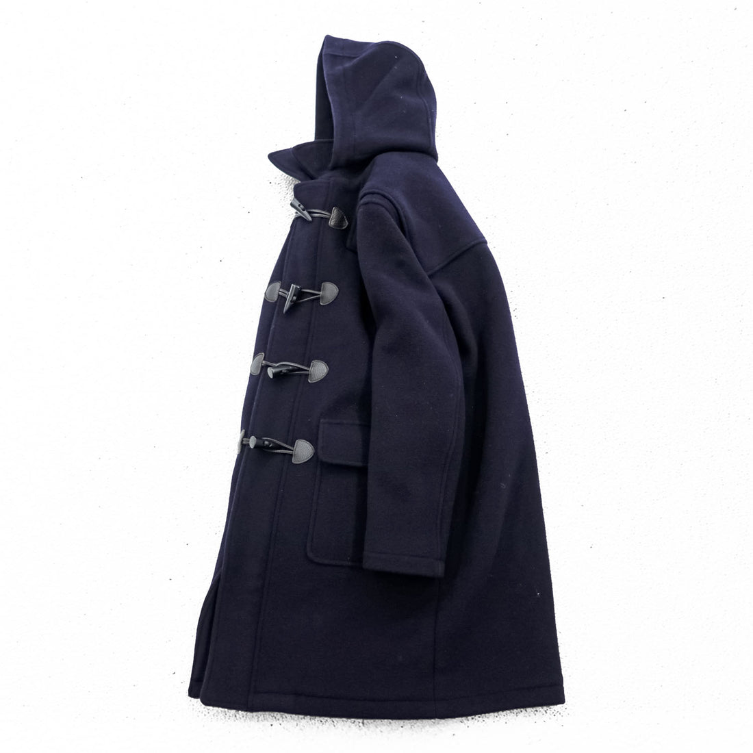 Brooks Brothers Zip-up Duffle Coat, Size L, Melton Wool Navy, Detachable Hoodie, 346