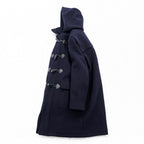 Brooks Brothers Zip-up Duffle Coat, Size L, Melton Wool Navy, Detachable Hoodie, 346