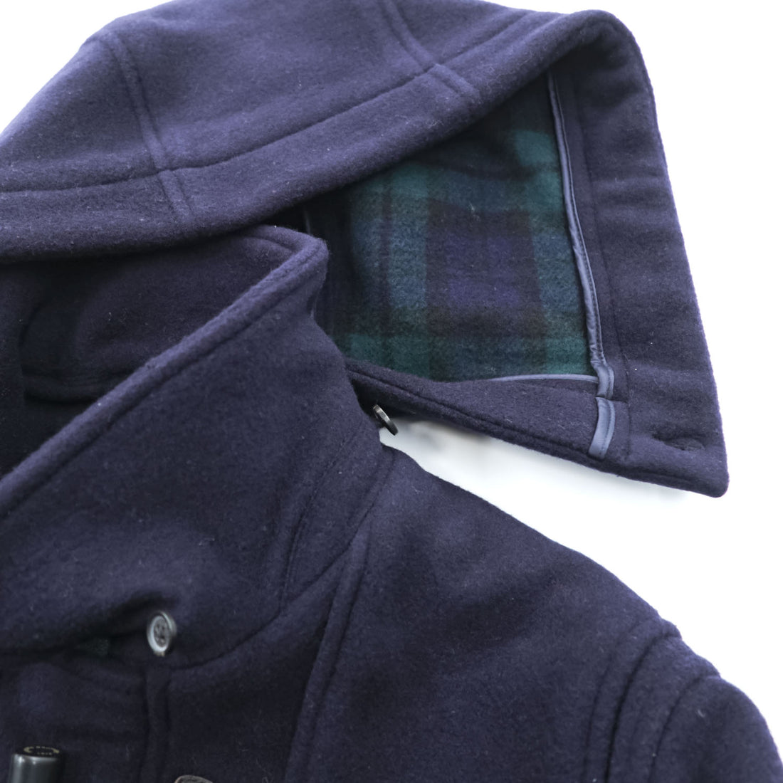 Brooks Brothers Zip-up Duffle Coat, Size L, Melton Wool Navy, Detachable Hoodie, 346