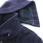 Brooks Brothers Zip-up Duffle Coat, Size L, Melton Wool Navy, Detachable Hoodie, 346