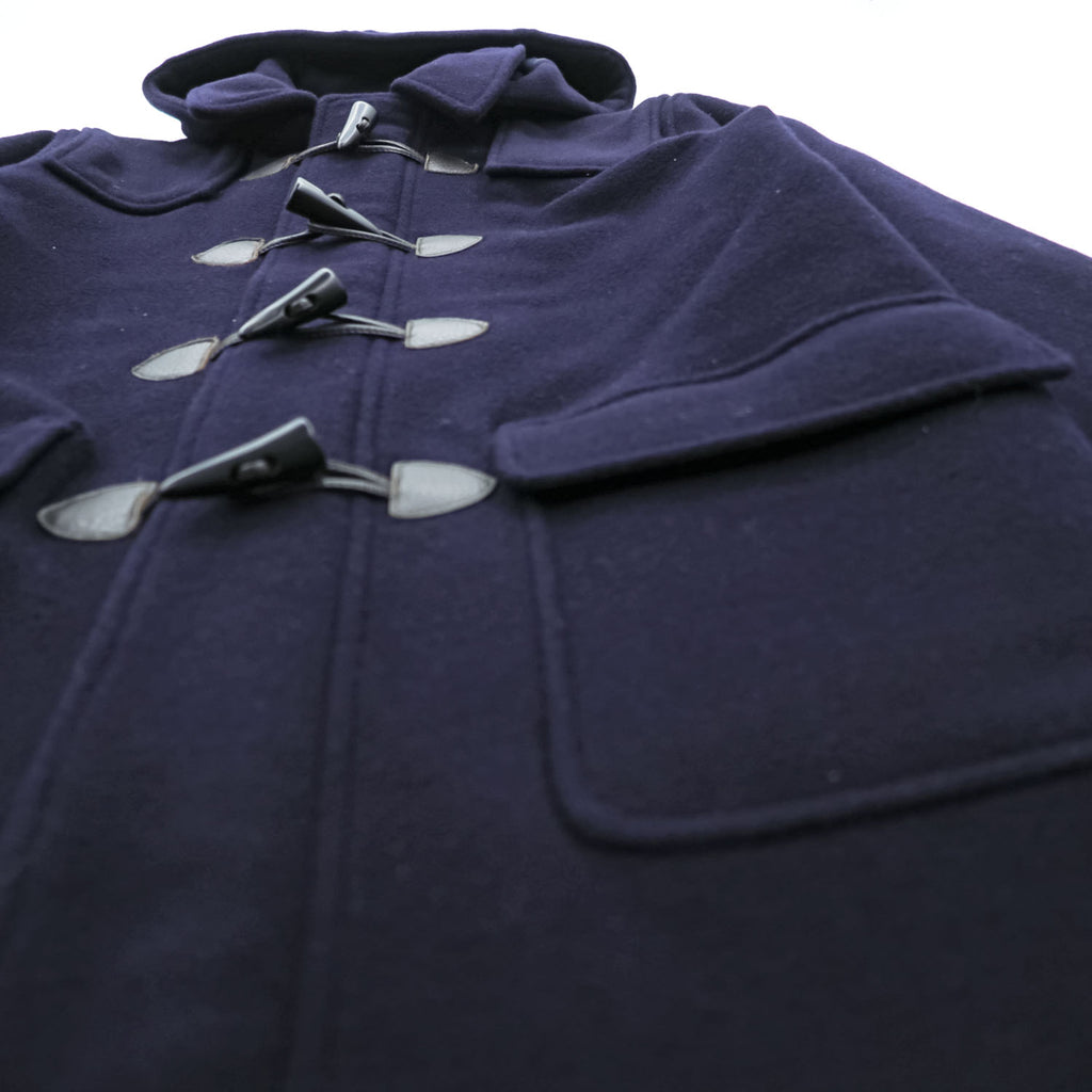 Brooks Brothers Zip-up Duffle Coat, Size L, Melton Wool Navy, Detachable Hoodie, 346