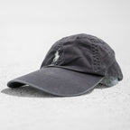 Polo Ralph Lauren cap, gray, small pony logo embroidery, vintage finish.