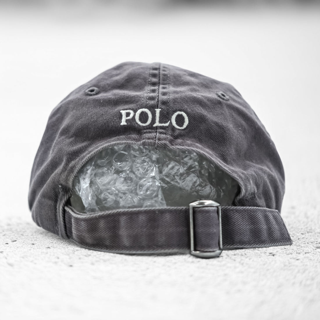 Polo Ralph Lauren cap, gray, small pony logo embroidery, vintage finish.