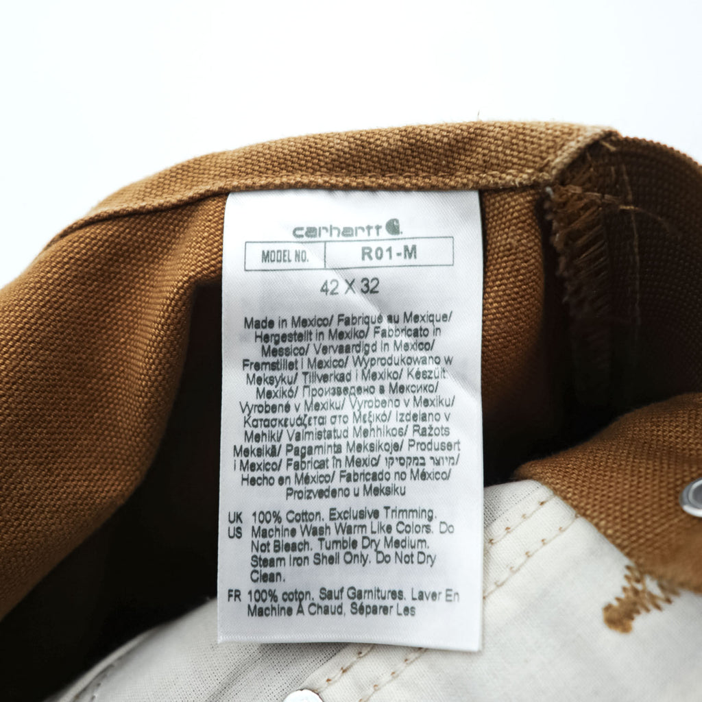 Carhartt ビッグサイズ R01-M ダック ビブ オーバーオール キャメル ブラウン ダブルニー コットン キャンバス Relaxed Fit メキシコ製 W42 L32 3XL